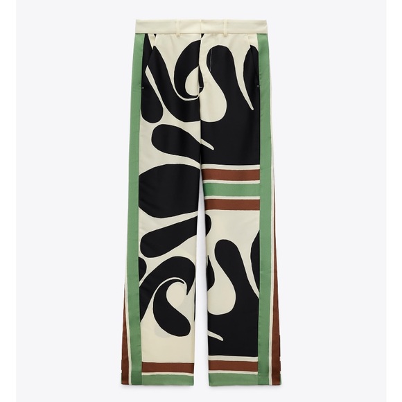 NWT Zara 2 Piece Tied Printed Blouse And Wide Pants Set - Picture 9 of 16